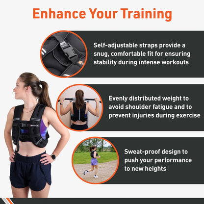 Chaleco Con Peso, 15 Lb. - Chaleco Ajustable Para Entrenamiento De Fuerza, Correr, Caminar Y Entrenamientos De Resistencia